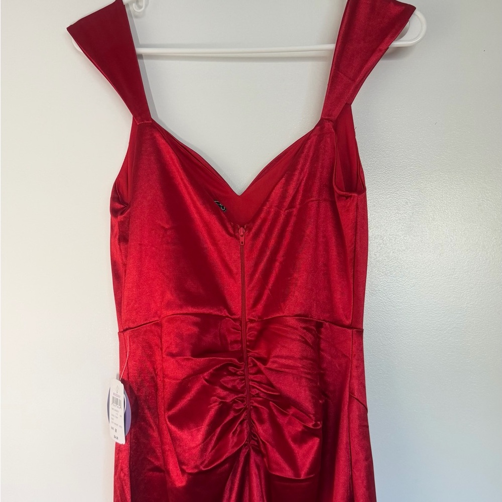 Windsor Red Satin Ruched Cocktail Dress